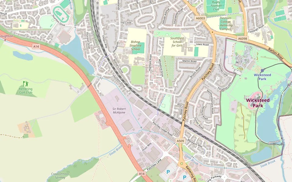 Map showing Mikado Pheasant, 2 Highfield Crescent, Leisure Village, Kettering, NN15 6JS
