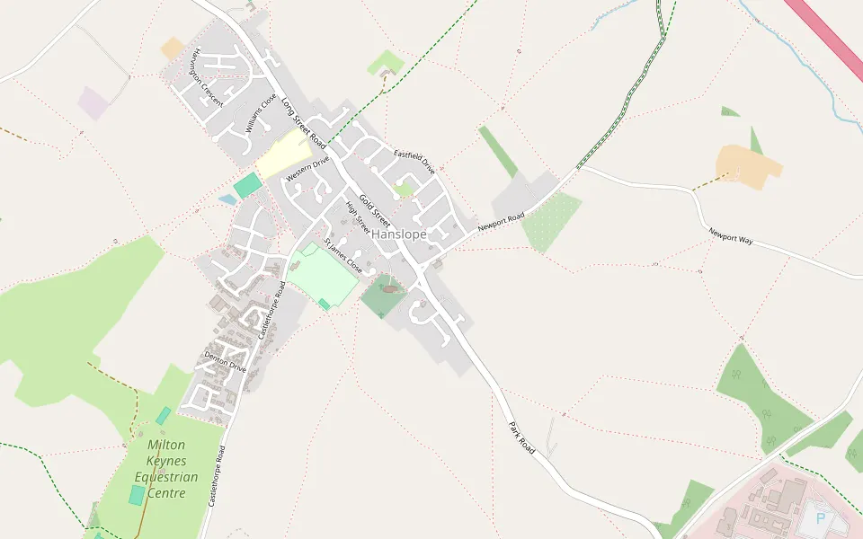Map showing Hanslope village hall ,Newport Road, Hanslope, Milton Keynes, MK19 7NZ